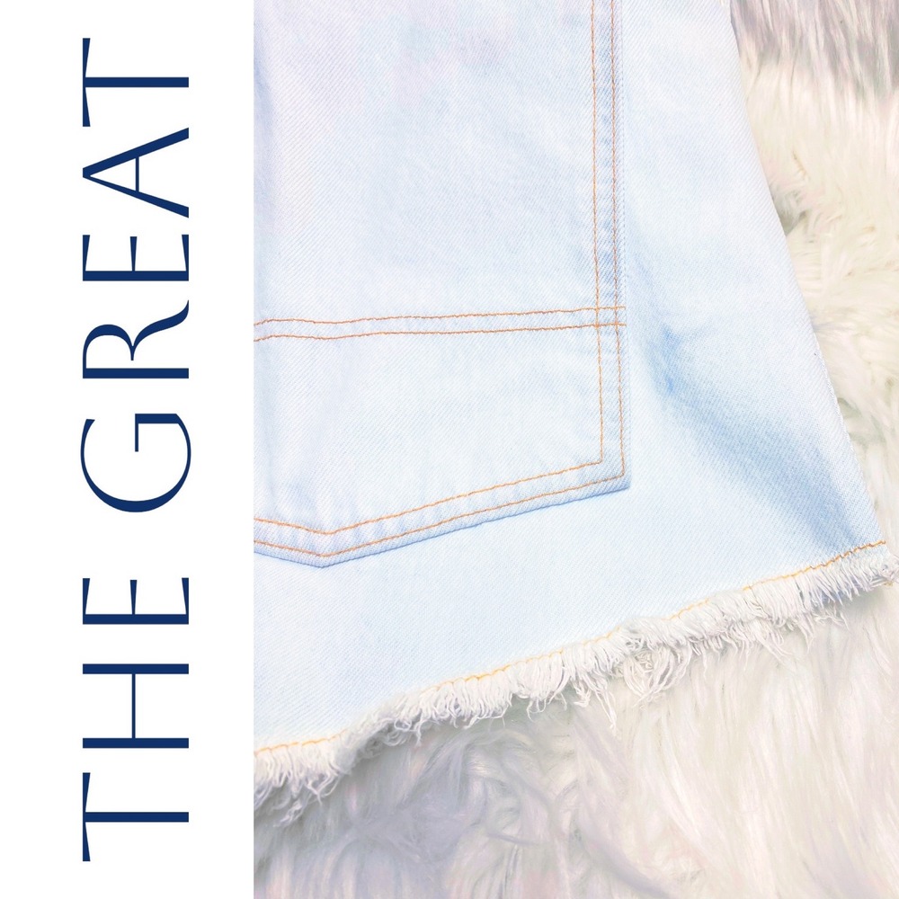 THE GREAT NWT The Cut Off Overall Light Wash Denim Short Overalls Raw Hem Size 2 - Picture 13 of 15